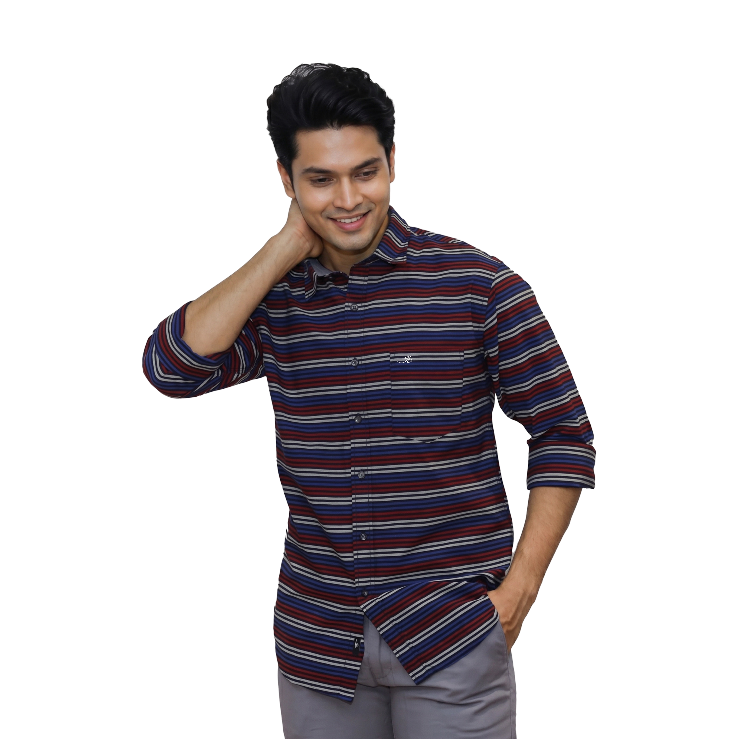 Black Multicolor Striped Casual Shirt