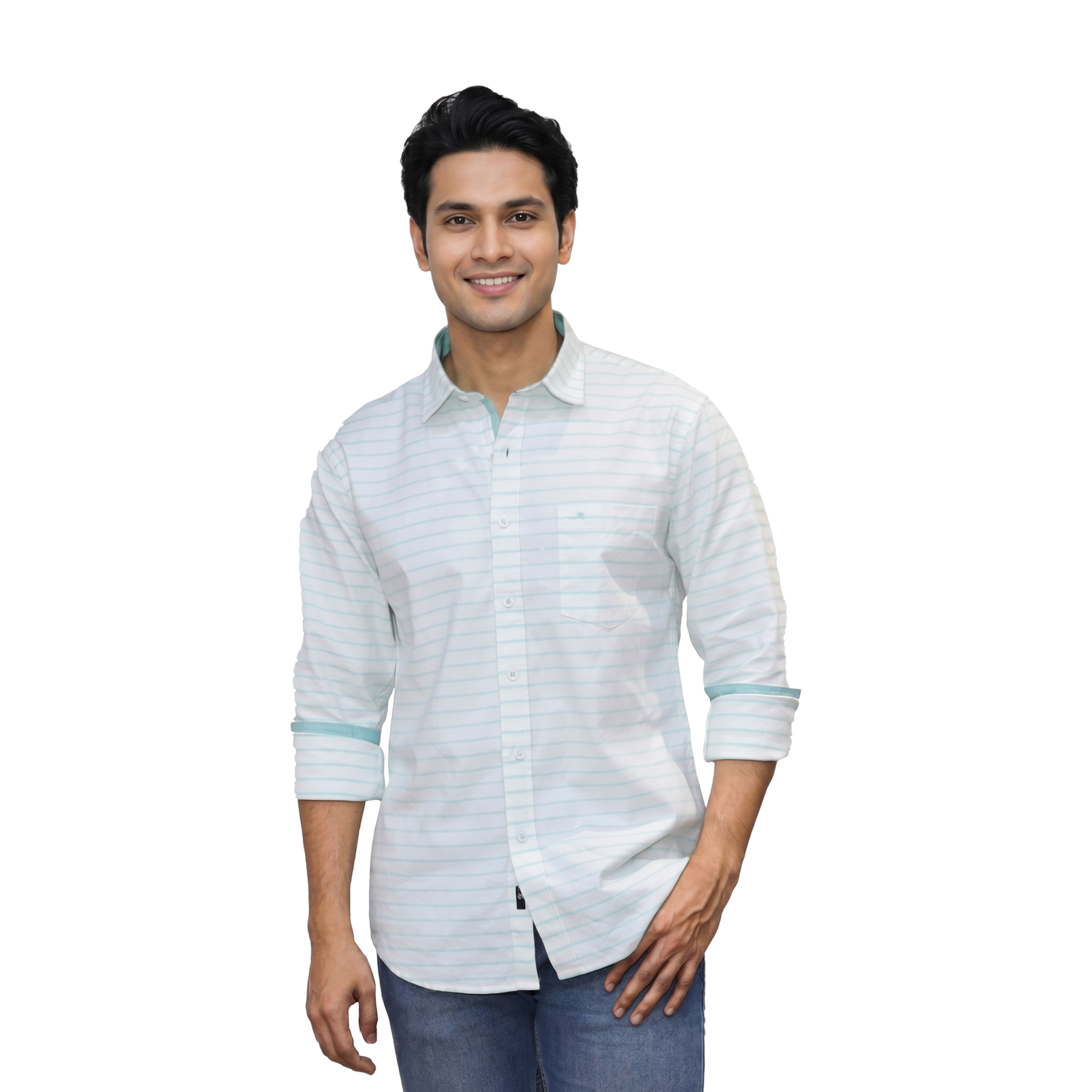 Sky Blue Striped Casual Shirt