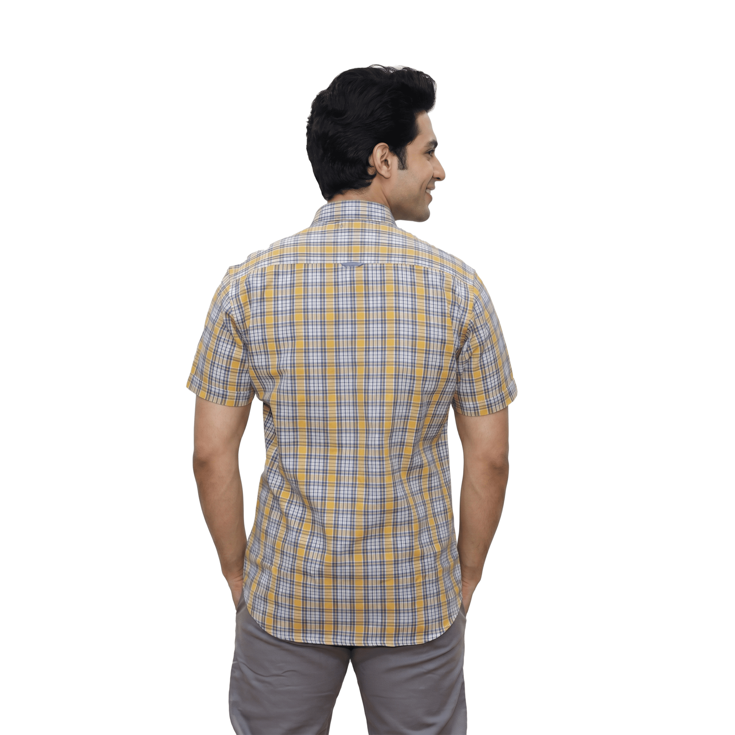 Yellow Checked Casual Button Shirt