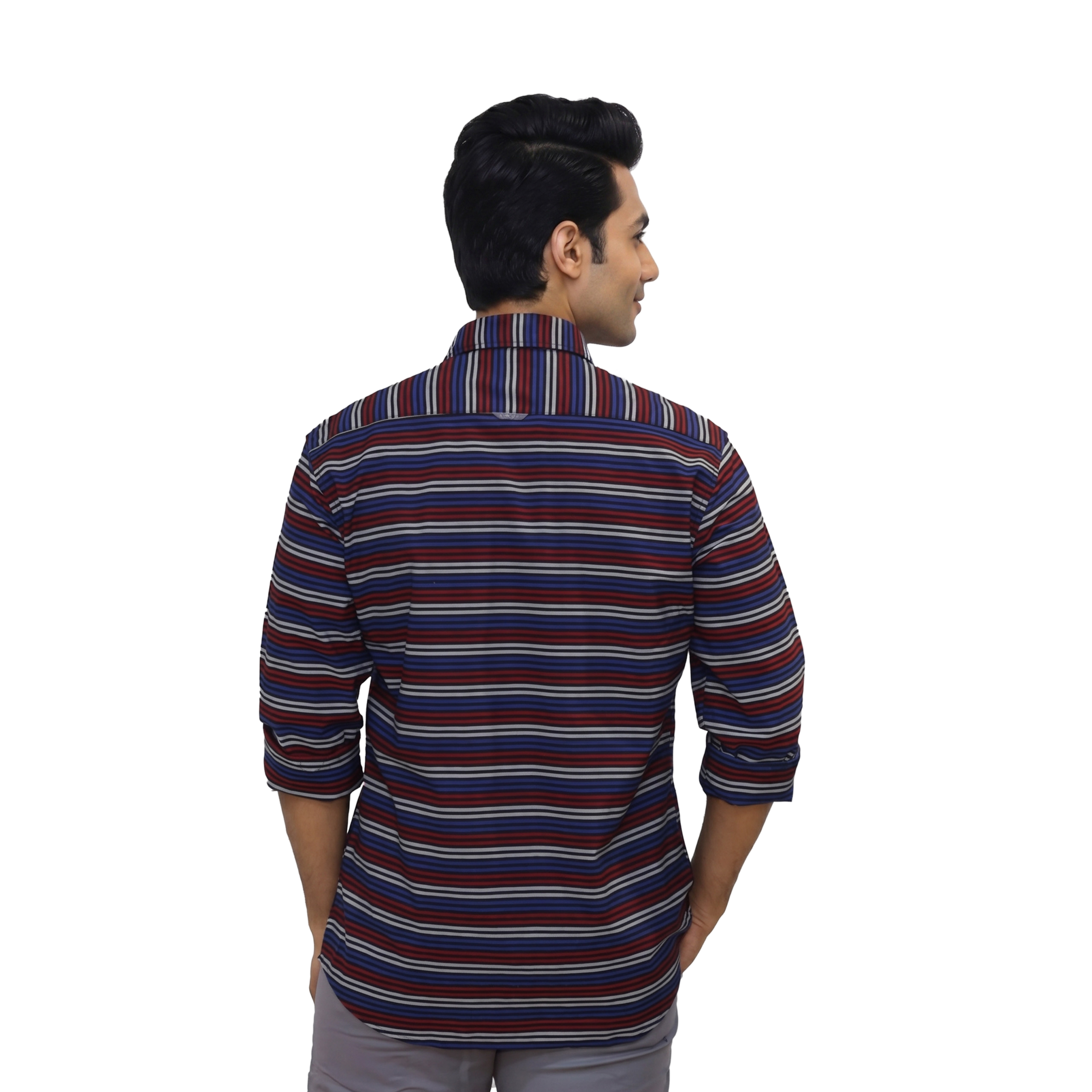 Black Multicolor Striped Casual Shirt