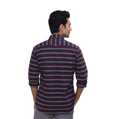 Black Multicolor Striped Casual Shirt