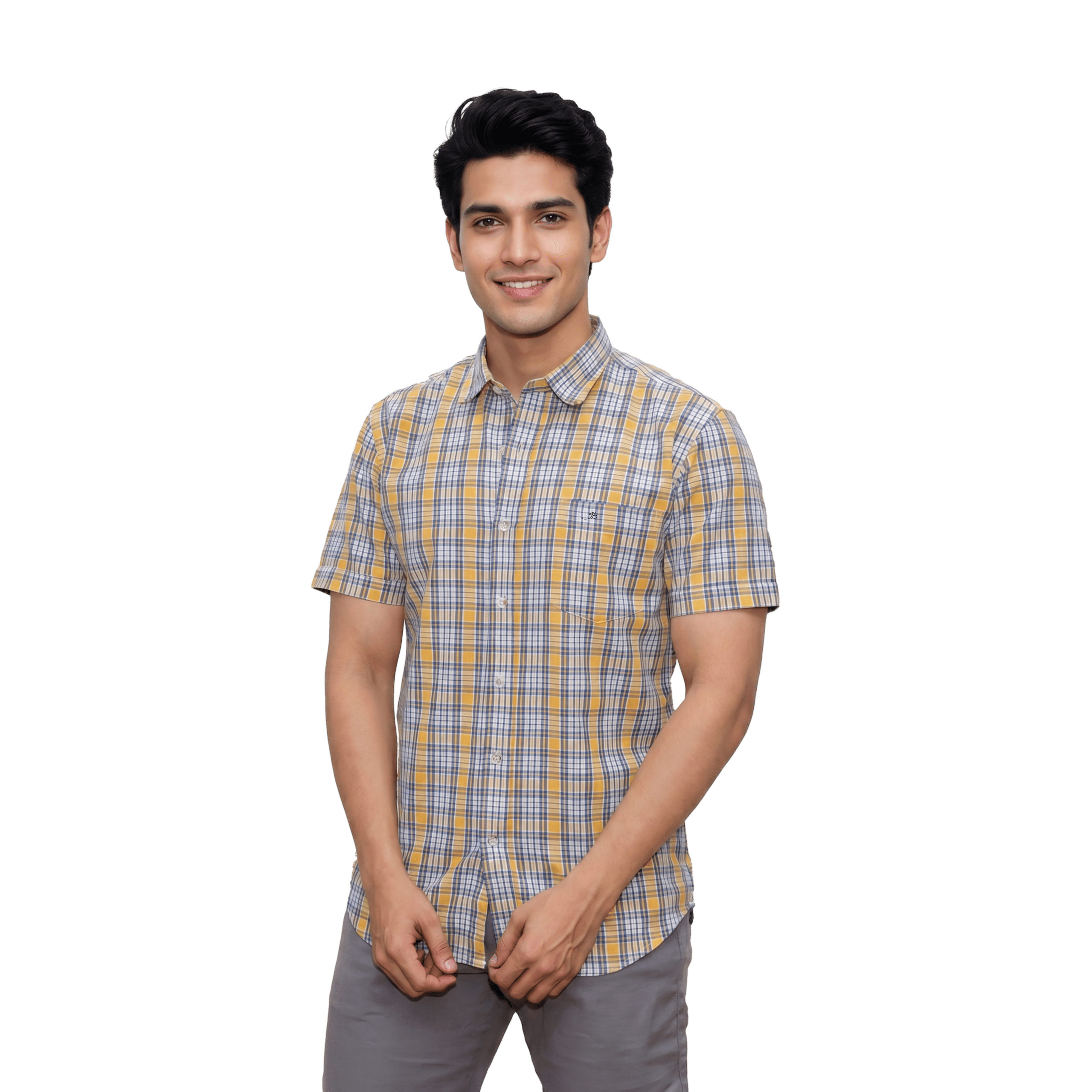 Yellow Checked Casual Button Shirt