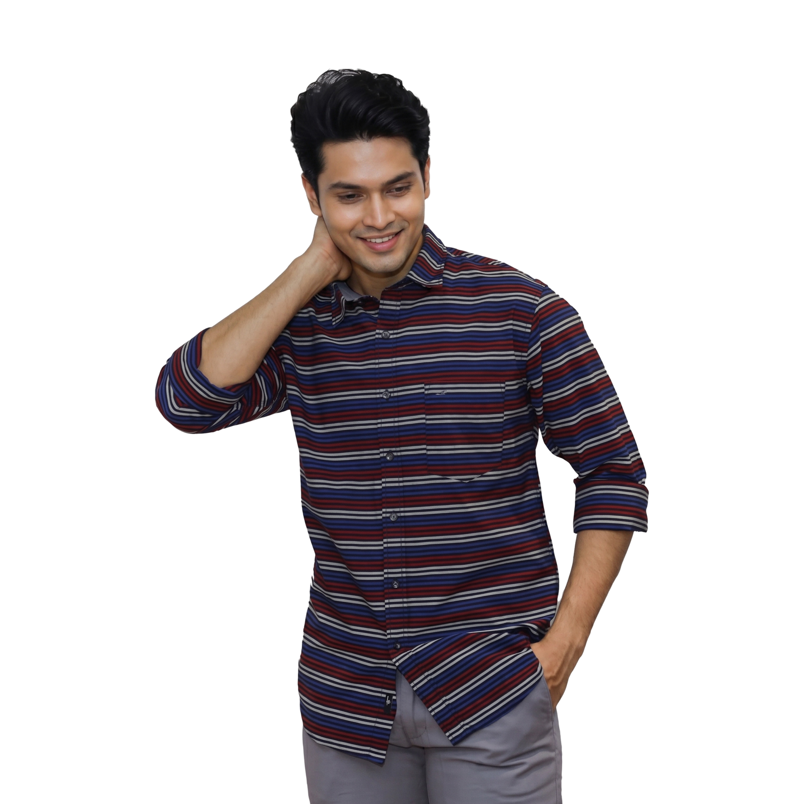 Black Multicolor Striped Casual Shirt