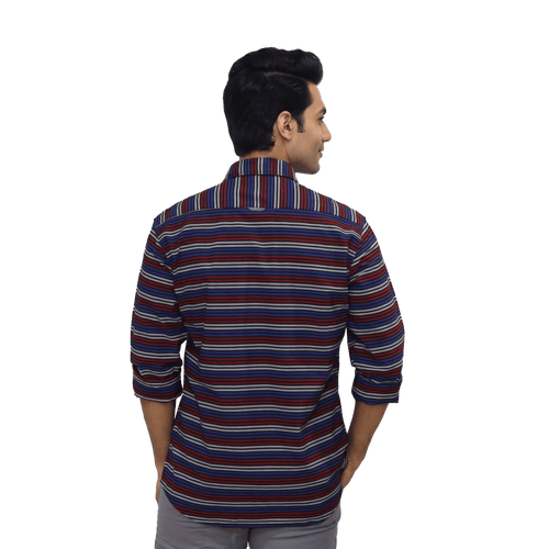 Black Multicolor Striped Casual Shirt - Grayblac