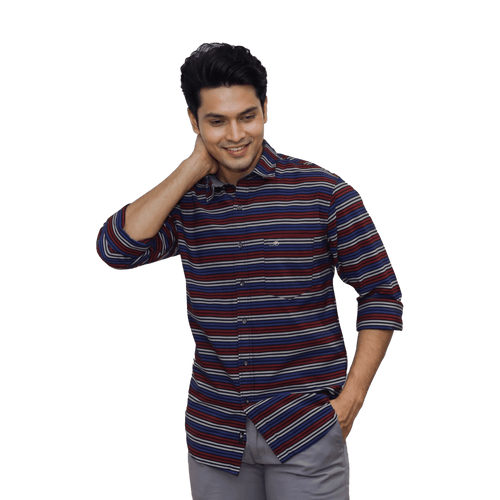 Black Multicolor Striped Casual Shirt - Grayblac