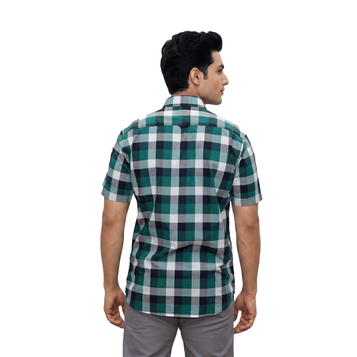 Green Checked Casual Shirt - Grayblac