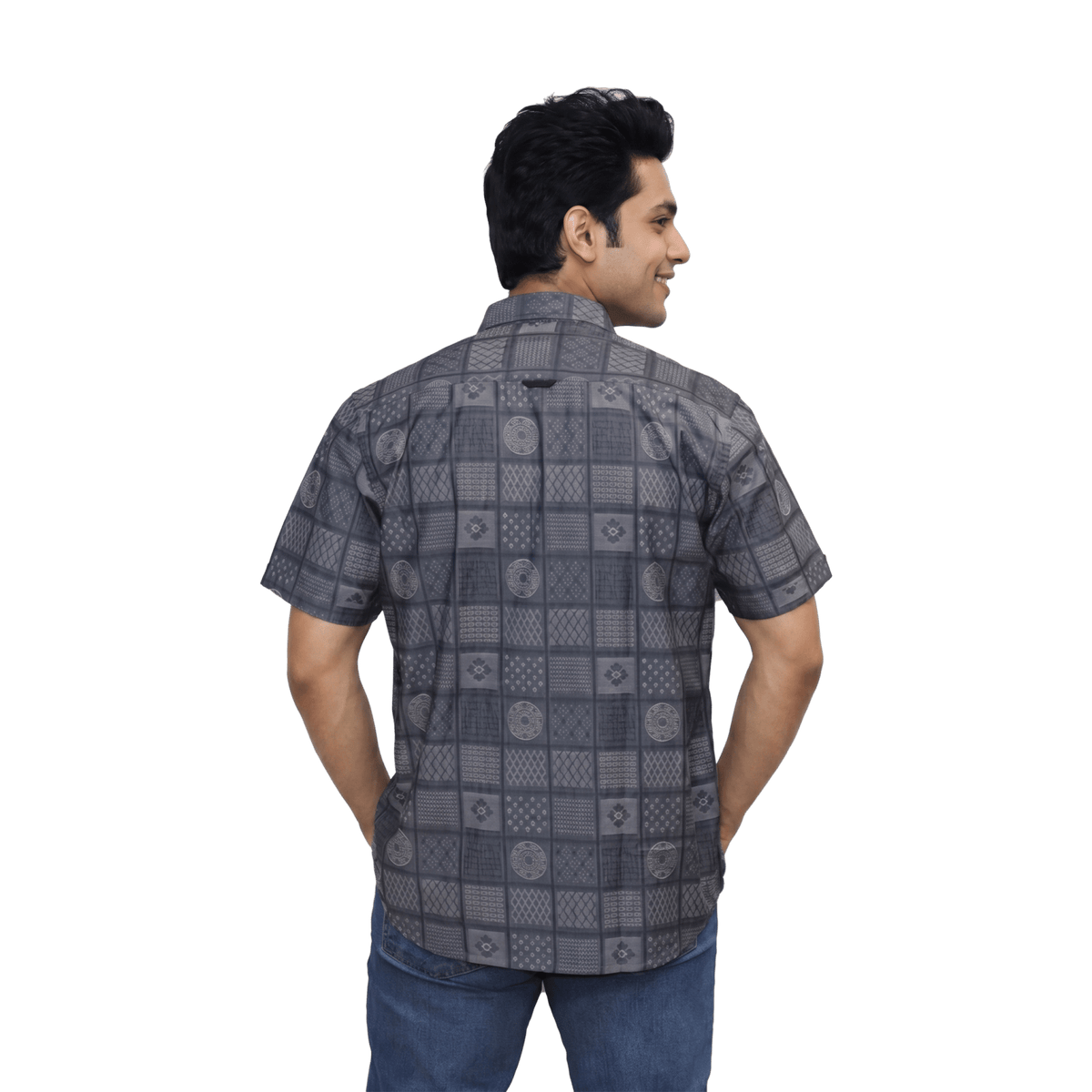 Grey Printed Casual Shirt - Grayblac