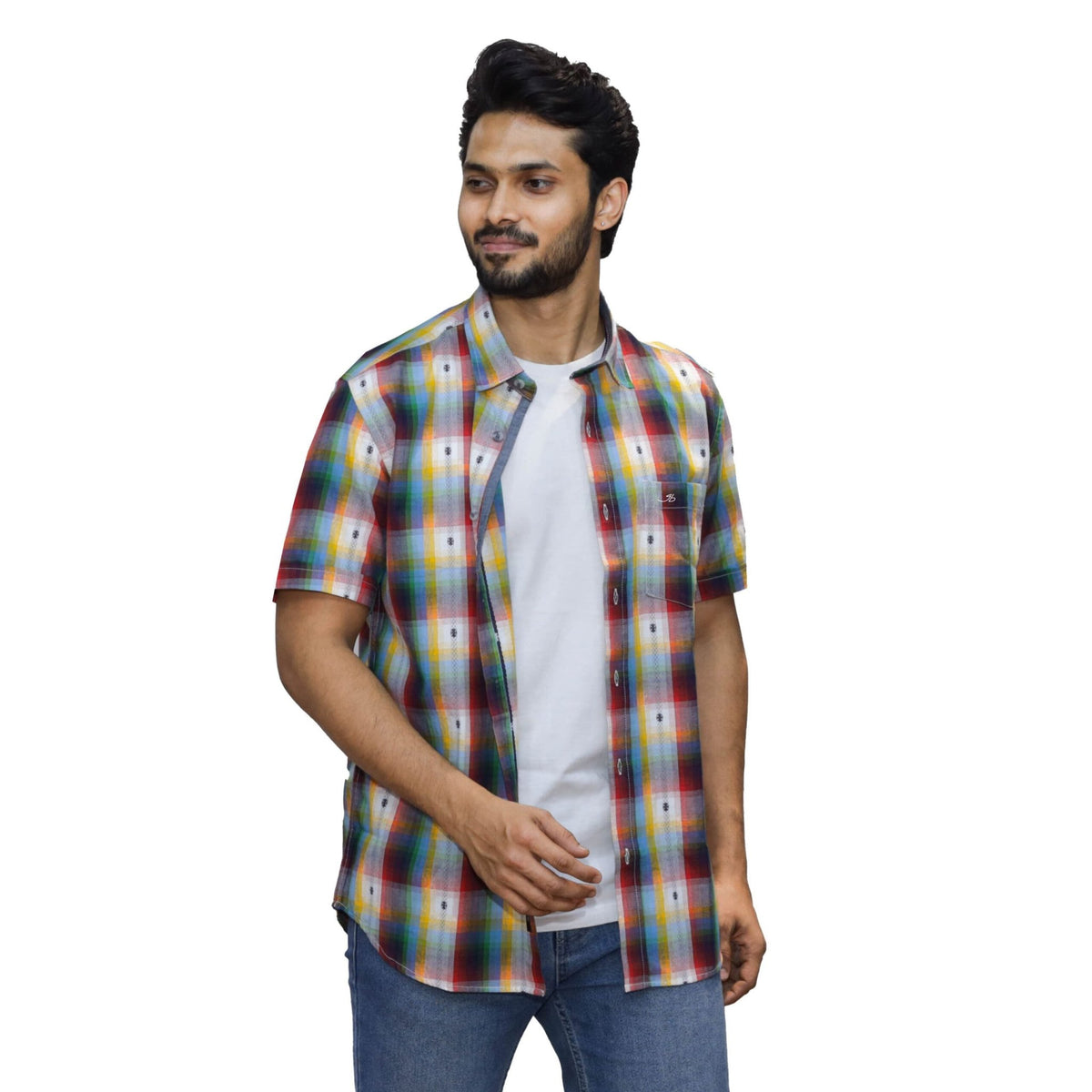 Multicolor Checked Casual Button Shirt - Grayblac