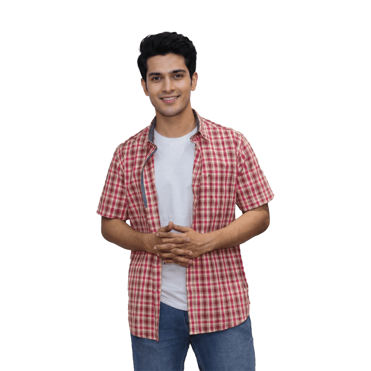 Red Brown Checked Casual Shirt - Grayblac