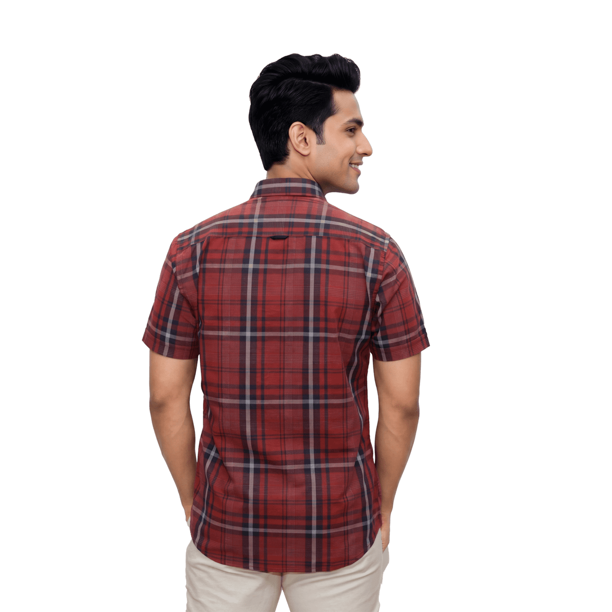 Rust Checked Casual Button Shirt - Grayblac