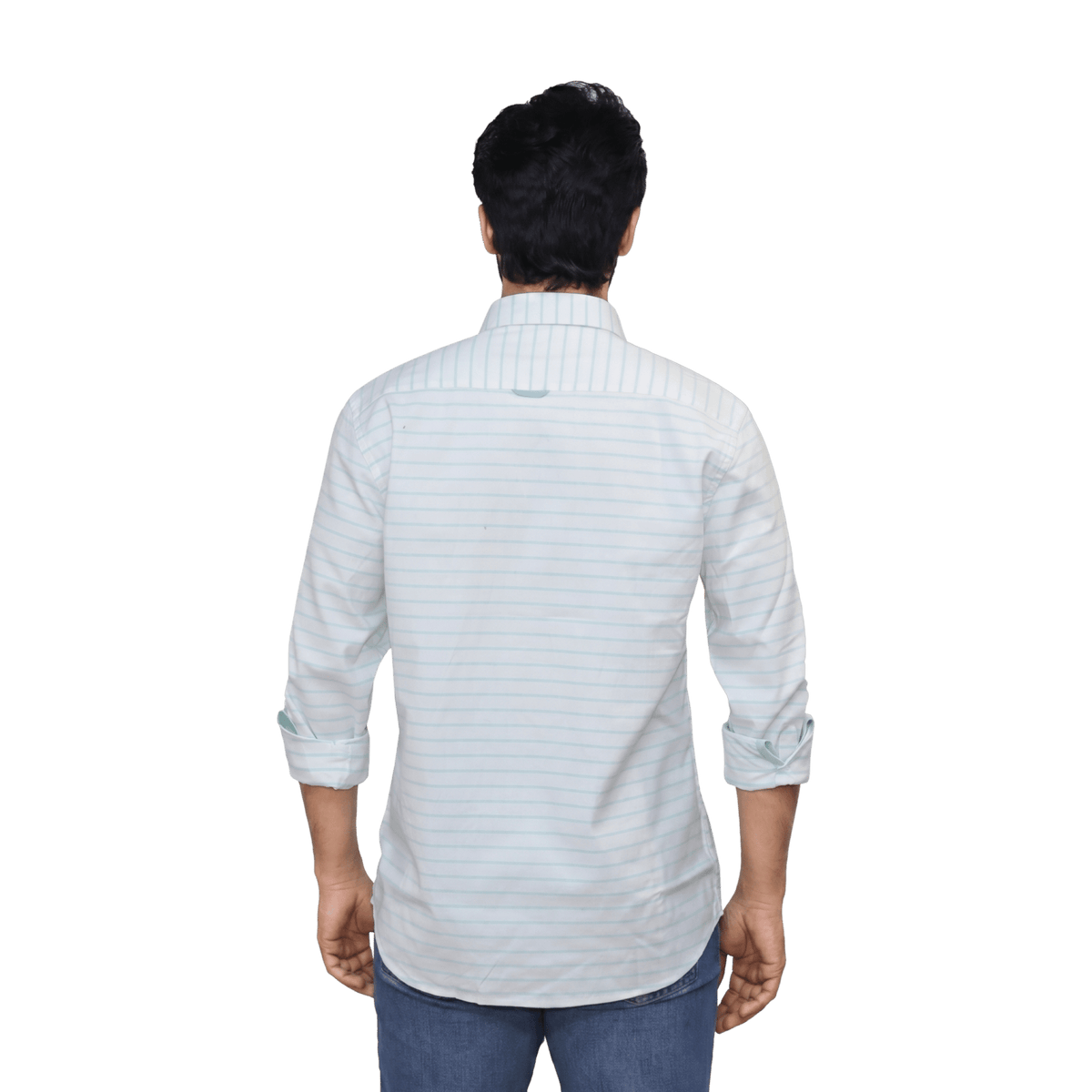 Sky Blue Striped Casual Shirt - Grayblac