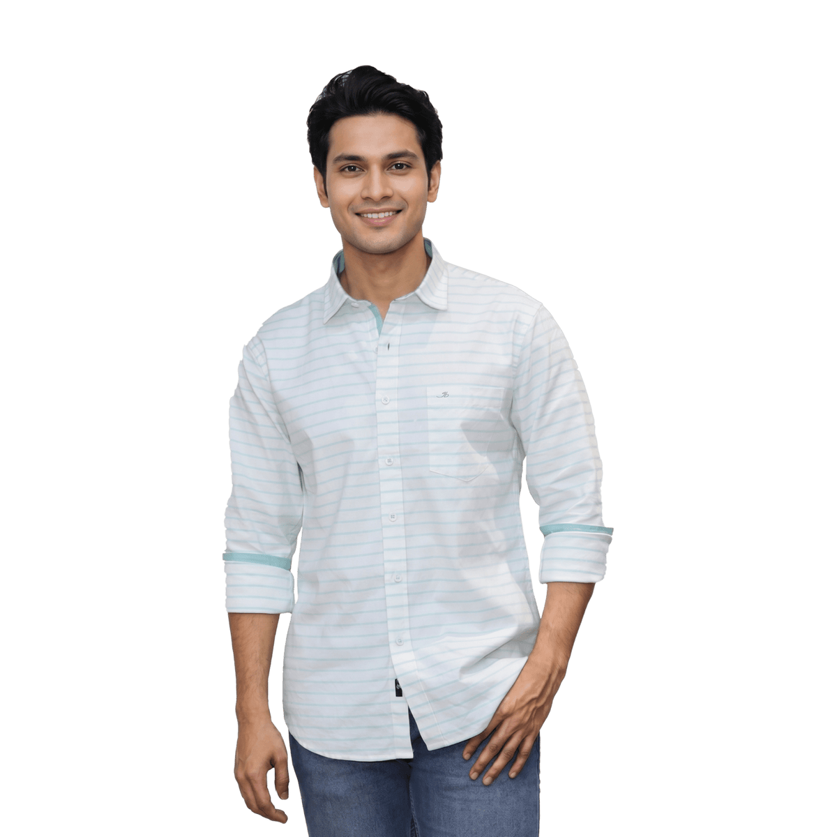Sky Blue Striped Casual Shirt - Grayblac