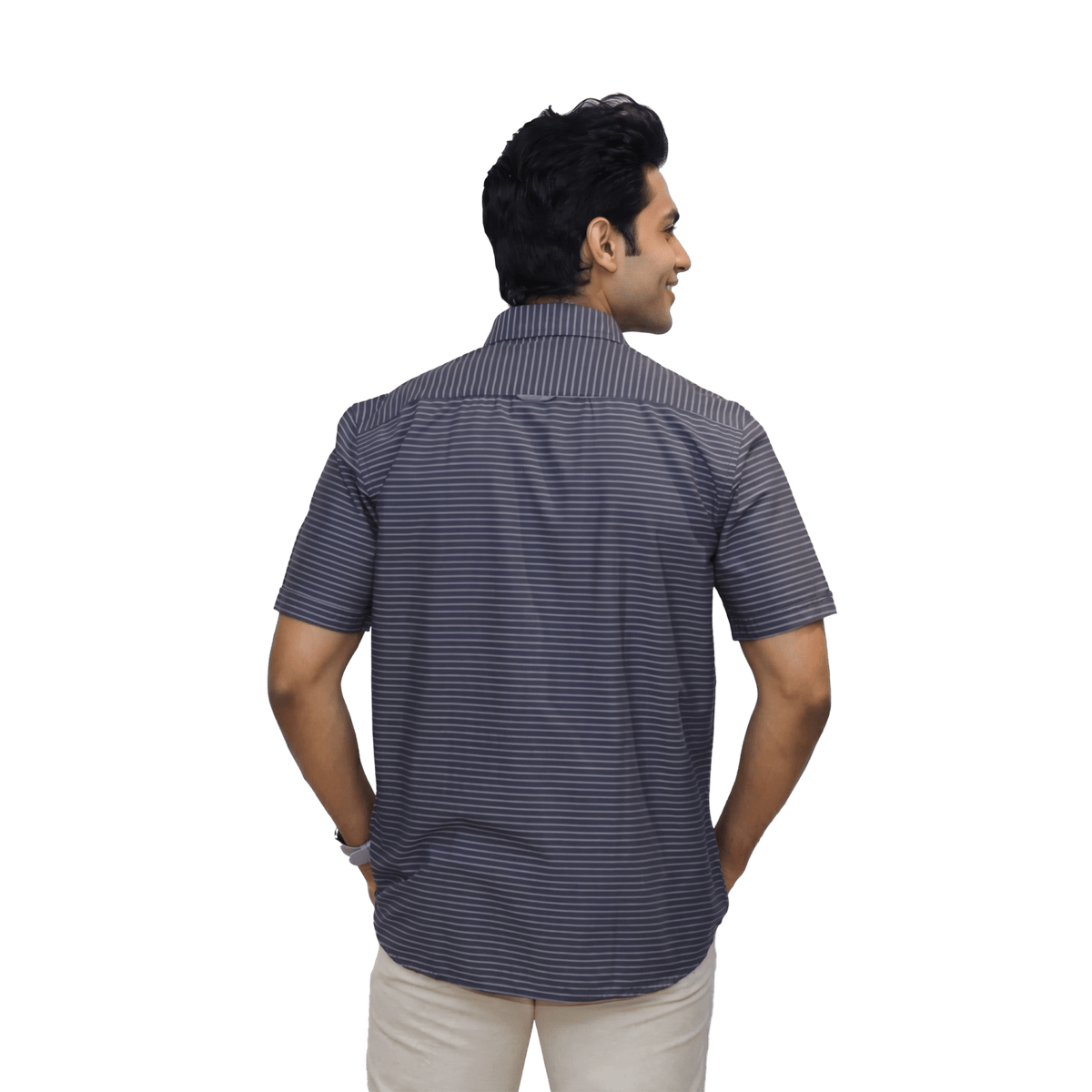 Striped Casual Button Shirt - Grayblac