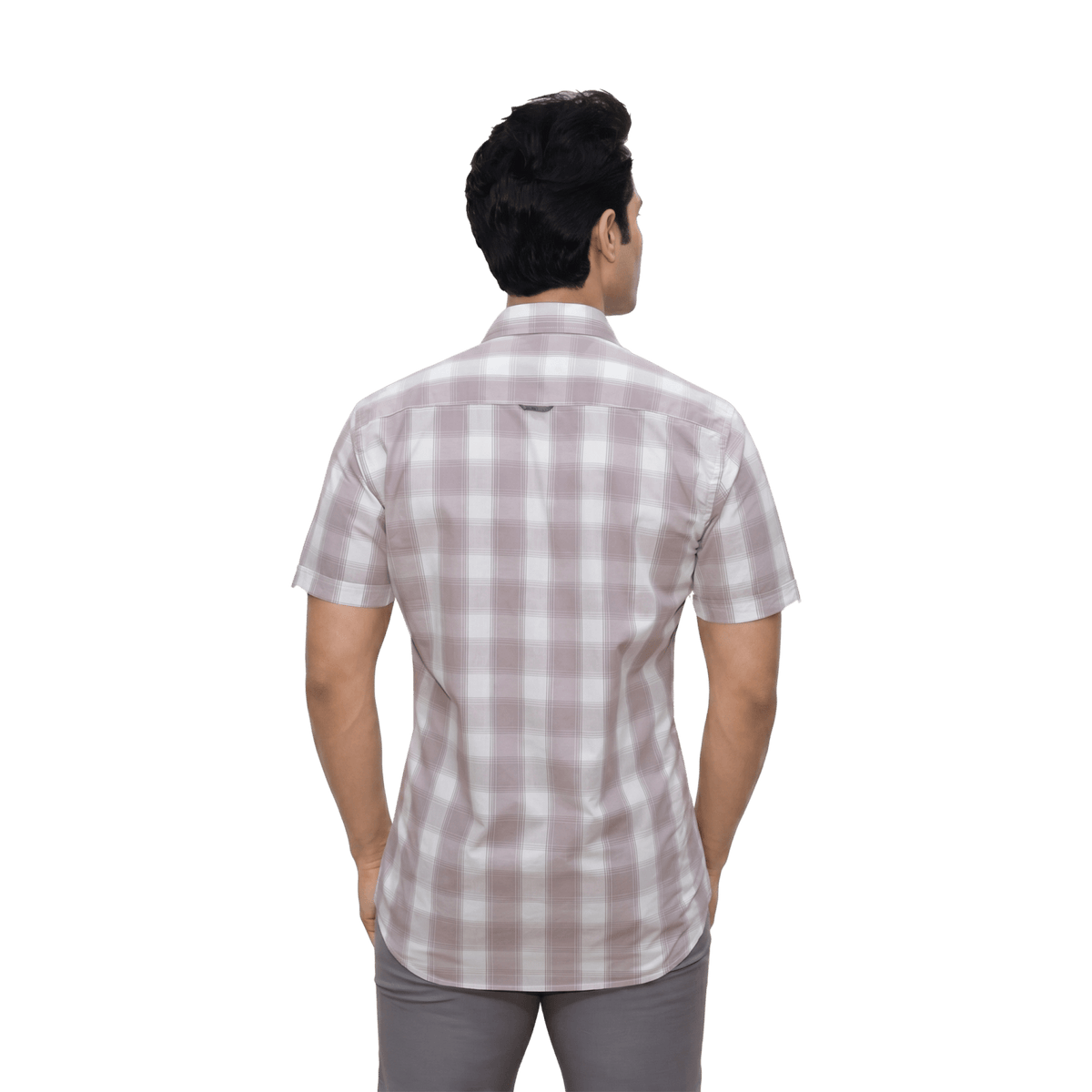 Taupe Pink Checked Casual Button Shirt - Grayblac