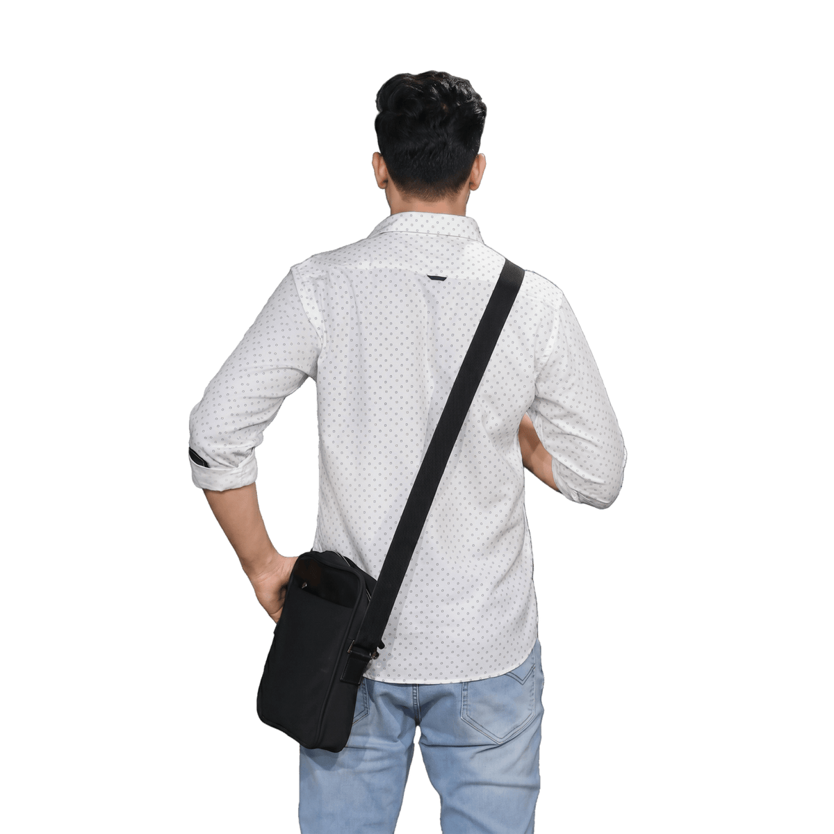 White Micro Print Casual Shirt - Grayblac