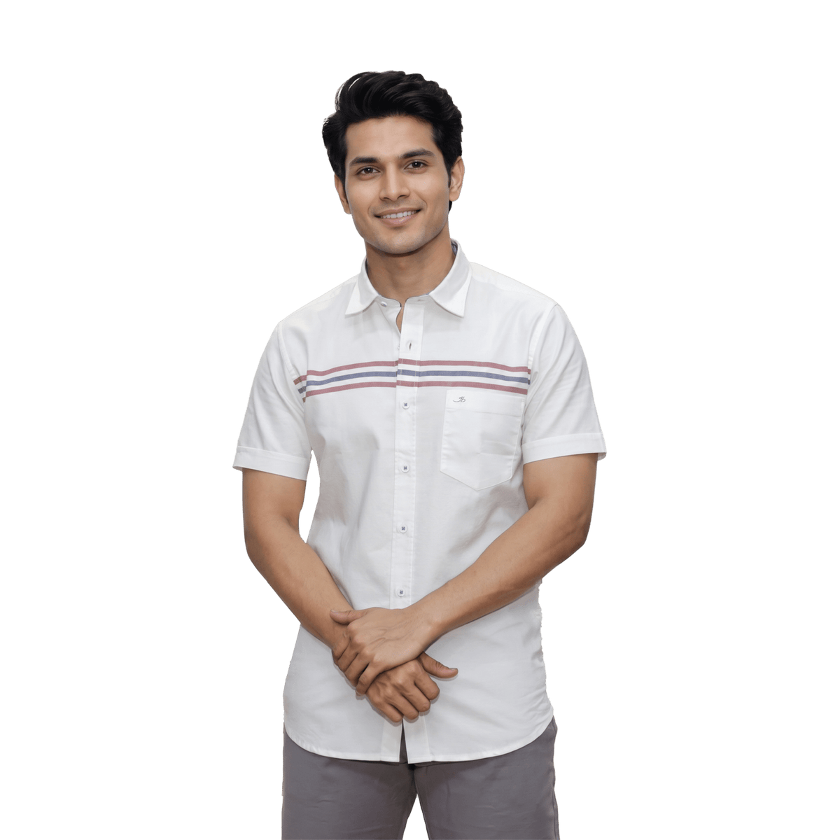 White Striped Casual Button Shirt - Grayblac